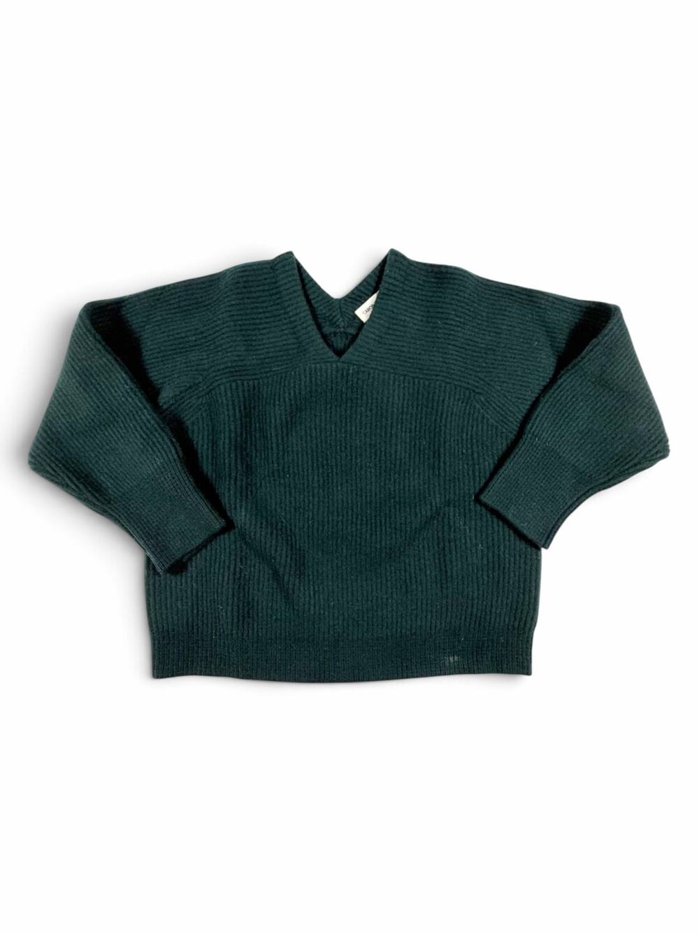 NEW Caron Callahan Wool V-Neck Sweater Dark Green Large